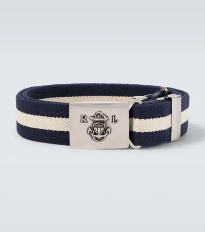 Ralph Lauren Striped Leather-trimmed Belt In Multi