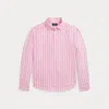 Polo Ralph Lauren Logo-embroidered Striped Linen Shirt In Pink