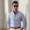 Ralph Lauren Striped Linen Shirt In Blue