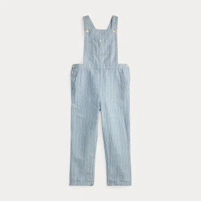 Ralph Lauren Kids' Striped Linen-cotton Overall In Blue/cream In Brown