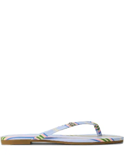 RALPH LAUREN STRIPED LOGO-PLAQUE FLIP-FLOPS