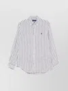 Ralph Lauren Striped Logo Shirt Button-down Collar In White