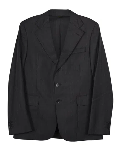 Polo Ralph Lauren Striped Long Sleeve Blazer In Grey Wool
