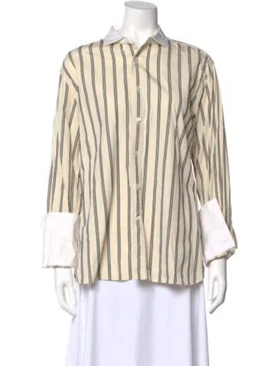 Pre-owned Ralph Lauren Striped Long Sleeve Button-up Top In Neutral