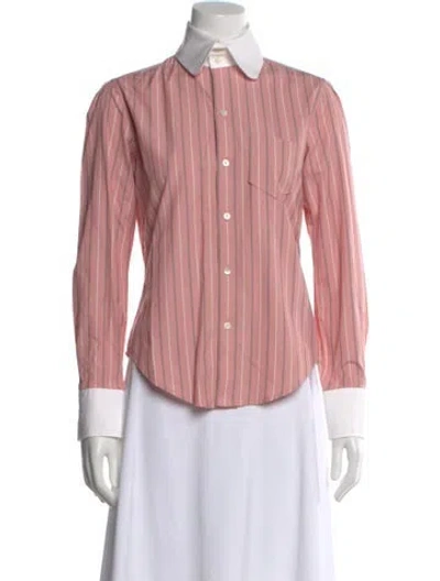 Pre-owned Ralph Lauren Striped Long Sleeve Button-up Top In Pink