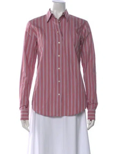 Pre-owned Ralph Lauren Striped Long Sleeve Button-up Top In Pink