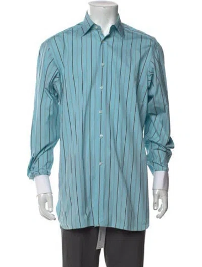 Pre-owned Ralph Lauren Striped Long Sleeve Dress Shirt In Blue