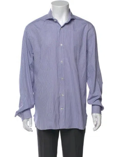 Pre-owned Ralph Lauren Striped Long Sleeve Dress Shirt In Blue