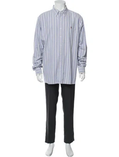 Pre-owned Ralph Lauren Striped Long Sleeve Dress Shirt In Blue