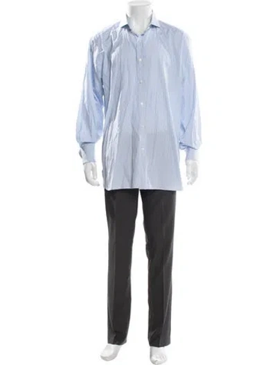 Pre-owned Ralph Lauren Striped Long Sleeve Dress Shirt In Blue