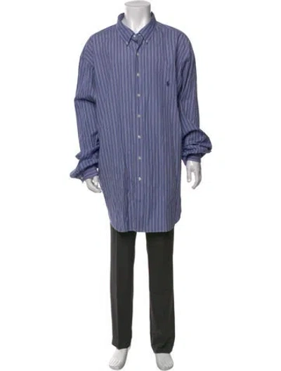 Pre-owned Ralph Lauren Striped Long Sleeve Dress Shirt In Blue