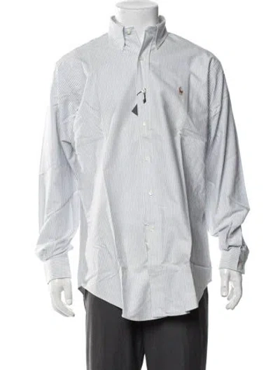 Pre-owned Ralph Lauren Striped Long Sleeve Dress Shirt In Blue