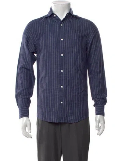 Pre-owned Ralph Lauren Striped Long Sleeve Dress Shirt In Blue