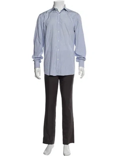 Pre-owned Ralph Lauren Striped Long Sleeve Dress Shirt In Blue
