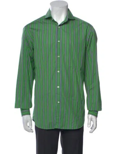 Pre-owned Ralph Lauren Striped Long Sleeve Dress Shirt In Green