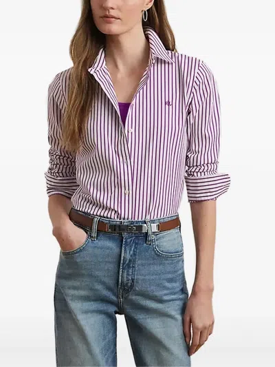 Ralph Lauren Striped Long-sleeve Shirt In Purple