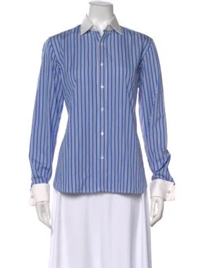 Pre-owned Ralph Lauren Striped Long Sleeve Top In Blue