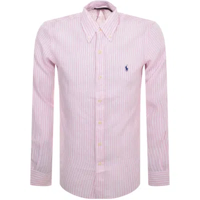 Ralph Lauren Striped Long Sleeved Shirt Pink In Black