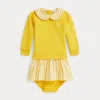 Ralph Lauren Striped Loopback Fleece Dress & Bloomer In Yellow