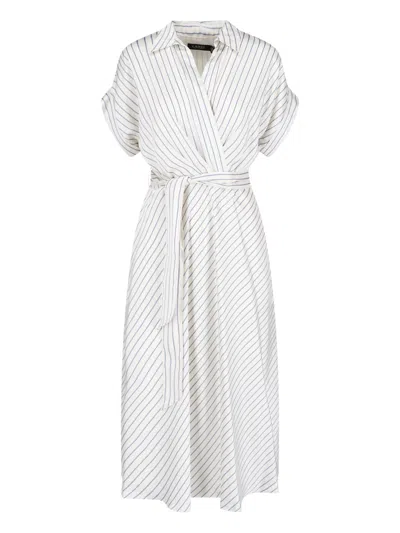 Ralph Lauren Striped Midi Dress In White