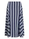 Ralph Lauren Striped Midi Skirt In Blue