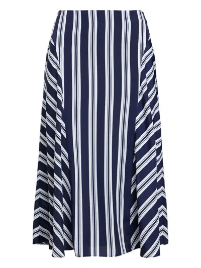 Ralph Lauren Striped Midi Skirt In Blue