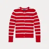Ralph Lauren Kids' Striped Mini-cable Cotton Cardigan In Red