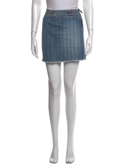 Pre-owned Ralph Lauren Striped Mini Skirt In Blue