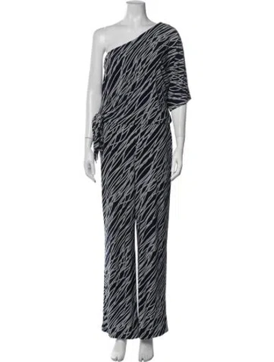 Pre-owned Ralph Lauren Striped One-shoulder Jumpsuit In Blue