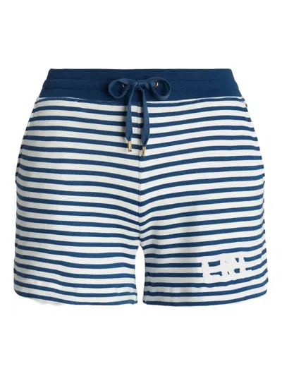 Ralph Lauren Striped-pattern Logo-detail Mini Shorts In Blue