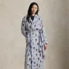 Ralph Lauren Striped Polo Bear Cotton Robe In Gray