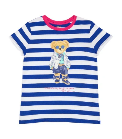Ralph Lauren Kids' Striped Polo Bear T-shirt (6-14 Years) In Blue
