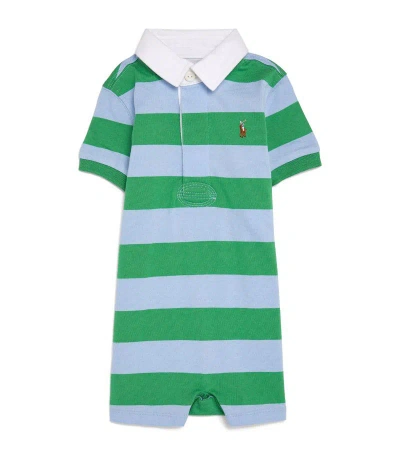 Ralph Lauren Babies' Striped Polo Pony Playsuit (3-12 Months) In Green