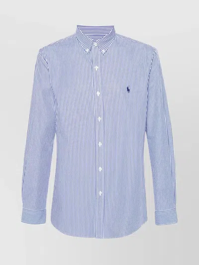 Ralph Lauren Striped Pony Polo Shirt In Blue