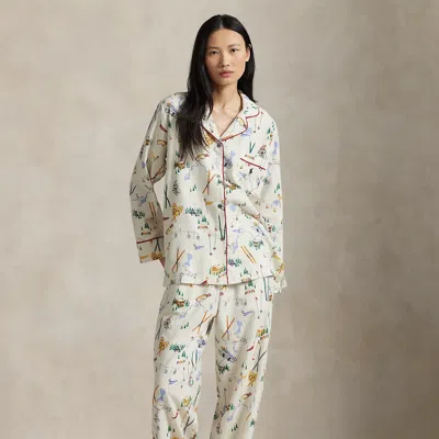 Ralph Lauren Striped Poplin Long-sleeve Pajama Set In Multi