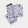 Ralph Lauren Striped Poplin Long-sleeve Pajama Set In Multi