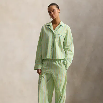 Ralph Lauren Striped Poplin Long-sleeve Pajama Set In Multi