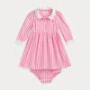 Ralph Lauren Striped Poplin Shirtdress & Bloomer In Pink