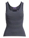 Ralph Lauren Striped Rib-knit Tank Top In Blue