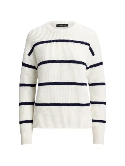 Ralph Lauren Striped Ribbed-knit Sweater In White