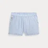 Ralph Lauren Kids' Striped Ruffled Cotton Seersucker Short In Blue