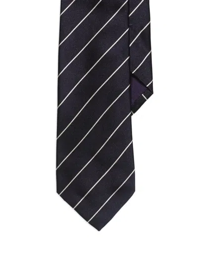 Ralph Lauren Striped Satin Tie In Blue