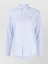 Ralph Lauren Striped Shirt With Polo Pony Motif In White