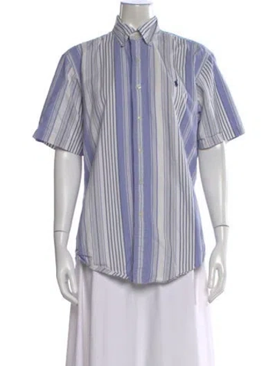 Pre-owned Ralph Lauren Striped Short Sleeve Button-up Top In Purple