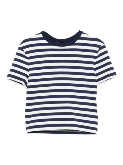 Ralph Lauren Striped Short-sleeve Top In Blue