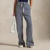 Ralph Lauren Striped Silk-blend Wide-leg Pant In C Newport Navy/cream