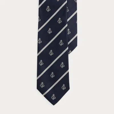 Ralph Lauren Striped Silk Club Tie In Navy In Blue
