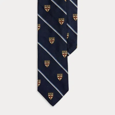 Ralph Lauren Striped Silk Repp Club Tie In Blue