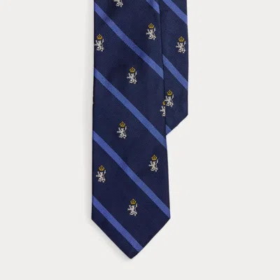 Ralph Lauren Striped Silk Repp Club Tie In Blue