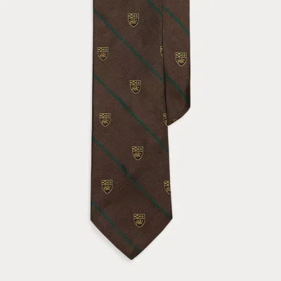 Ralph Lauren Striped Silk Repp Club Tie In Brown